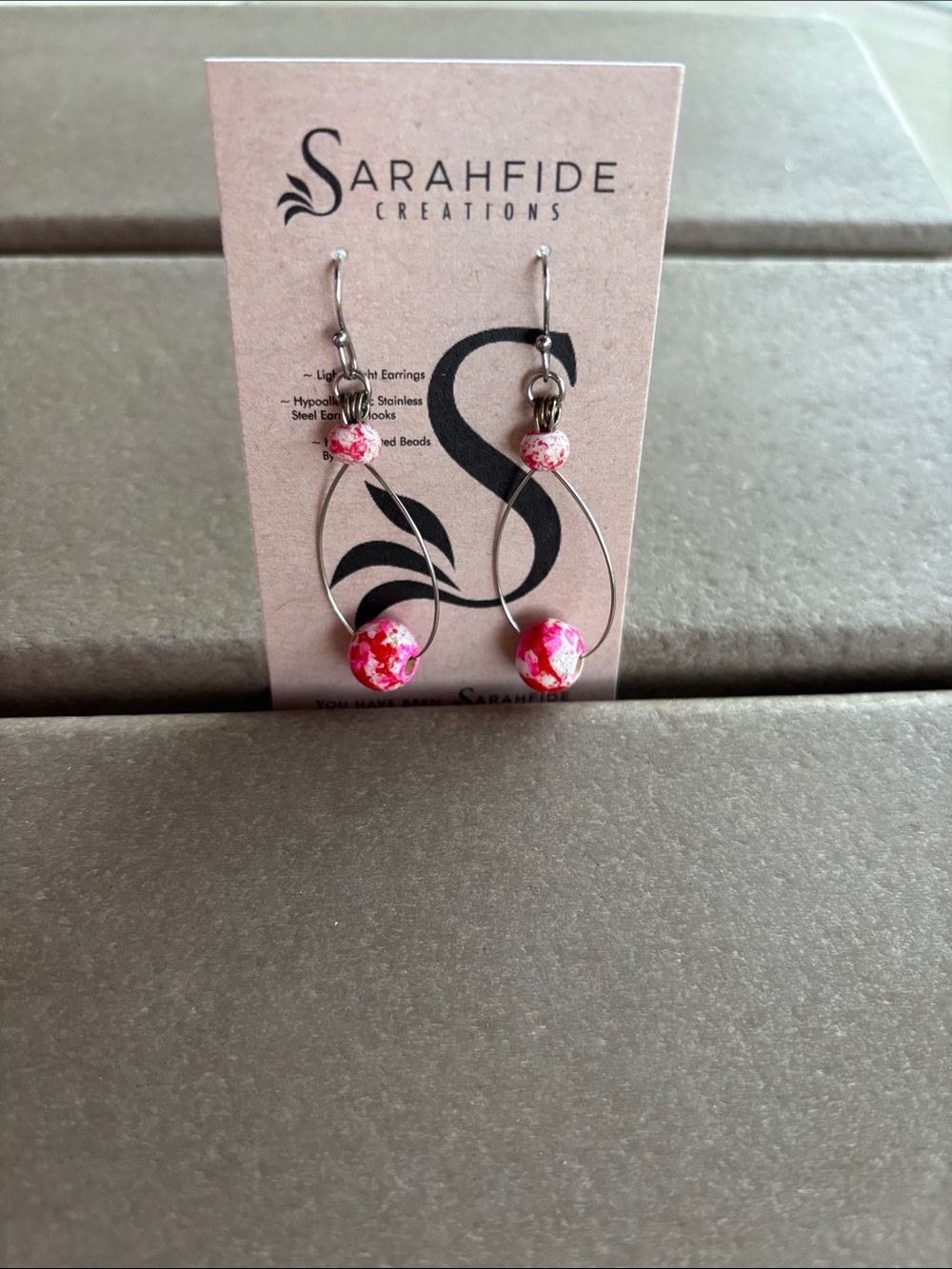 Sarahfide Pink Floral Drop Earrings.